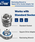 Ratchet Wrench Adapter Set Turns Your Ratchet Into Square Drive And Hex Bit Tools For Sockets diagram with standard socket sizes