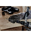 DEWALT Rapid Load 1/2-in hole saw arbor mounted on drill in use