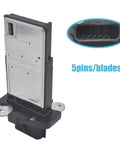 Mass Air Flow Sensor MAF 22680-7S000 Drop In Replacement showing 5-pin connector, compatible with Nissan and Infiniti vehicles 2003-2019.