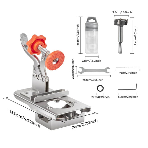 Metal Concealed Cabinet Hinge Clamp Fixture With Precision Locking Adjustable Punch Locator Stainless Steel Woodworking Jig