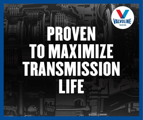 ULV ATF Transmission Fluid for Smooth Shifts, Synthetic Base Oils text over transmission components and Valvoline logo
