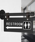 Unisex Restroom Sign Double Sided With Left Arrow For Men And Women All Gender Wall Mount Corridor Toilet Sign