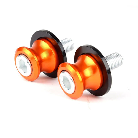 Two Pack 10mm M10x1.25 Motorcycle Swing Arm Sliders Spools CNC Swing Arm Stand Screw For FZR1000 FZR600 FZR400 Kawasaki Z750 Z750S Z750R ER-6F ER-6N Duke 125 200 390 Orange shown in orange CNC billet aluminum