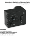 Direct Swap Dashboard Headlight Control Switch Plug And Play For Your Rig Heavy Duty Instrument Panel Dimmer Button Assembly Fits 2003 To 2006 Chevy Silverado Suburban Tahoe Gmc Sierra showing front view with dimmer knob.