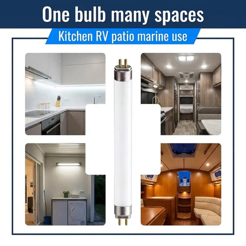 F8T5 Under Cabinet Fluorescent Bulbs 12 Inch 8W Tube Light Cool White 4100K Pack of 6 shown in various settings