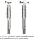 M8 X 1.25 Metric Hand Tap For Metal Repair, Taper and Bottom threading taps, alloy tool steel, 5mm square shank, pair