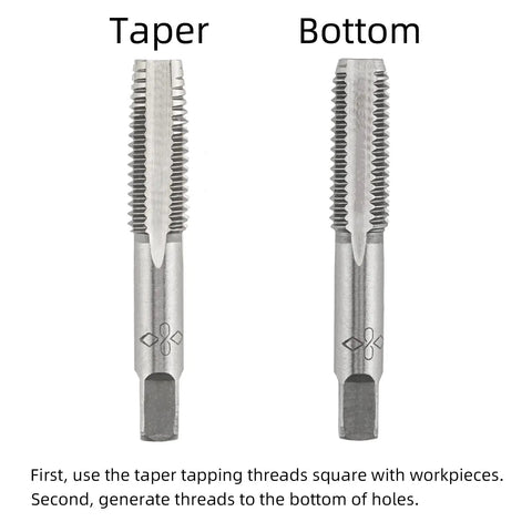 M8 X 1.25 Metric Hand Tap For Metal Repair, Taper and Bottom threading taps, alloy tool steel, 5mm square shank, pair