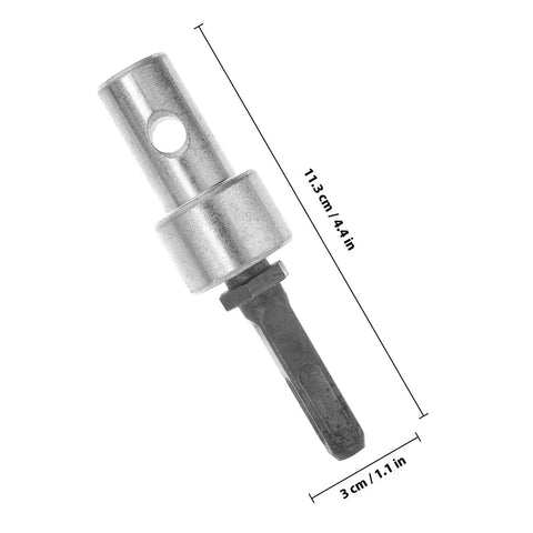 Earth Auger Drill Adapter With Four Slot Shank Pro Grade Drill Bit Converter For Garden Diggers And Electric Impact Drivers Converts Standard Drills To Earth Auger Capability For Outdoor Landscaping, shown with dimensions 11.3cm by 3cm.