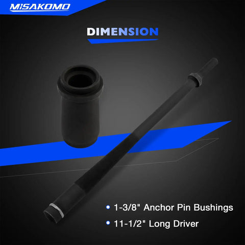 Truck Brake Anchor Pin Bushing Driver Kit For 1-3/8 Inch Bushings Fits 11-1/2 Inch Long Anchor Pins with components displayed