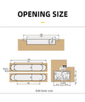Diagram of opening size for Two Pack Heavy Duty Concealed Gate Hinge For Casement Doors, Adjustable Hidden Door Hardware For Wood Frames, 80 Kg Capacity, Easy Install, Built To Last Home Improvement Accessory Set dimensions
