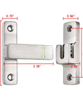 Heavy Duty Luminous Barn Door Latch With Built In Night Light 90 Degree Sliding Lock dimensions and design in stainless steel finish.