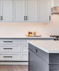 Modern kitchen with matte black cabinet pulls 6 pack with 7 inch hole centers for kitchen cabinets cupboards drawer pulls and hardware
