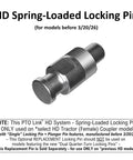 Rock Solid Stainless Steel Replacement Locking Pin With Spring Loaded Auto Lock And Hassle Free Quick Swap Design For Single Pin Plus Plunger Pto Couplers