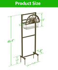 Dimensions of Freestanding Garden Hose Reel Stand With Storage Basket And Two Hooks, Holds 150 Ft Of 5/8 Inch Hose, heavy-duty steel