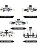 Various designs of 8 Light Sputnik Ceiling Light In Black Metal Modern Industrial Chandelier With Semi Flush Mount Vintage Style Lighting Fixture For Kitchen Island, Dining Room, Foyer, And Bedroom Dope Vibe on display.