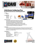 CAIG Rosin Soldering Flux datasheet, electrophoretic products, electrical applications, includes focus keyword Rosin Soldering Flux For Electronics, 56 Gram Jar, Type RMA, High Wetting, Low Carbonization, Pro Grade Solder Flux For Electrical Work, Made In USA, Pack Of 1