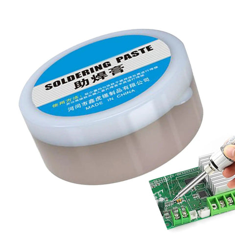 High-Performance Rosin-Style Solder Flux Paste For Electronics Repairs, Wetting-Boosting Flux in round 35g container with PCB