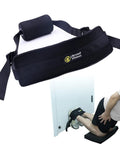 Nordic Hamstring Curl Strap With Adjustable Length And Oversized Foam Stopper For Home Gym Workouts setup on door