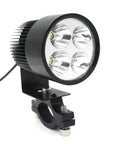 Bright 20W LED Motorcycle Headlight For 12V To 85V Systems Waterproof Front Lamp For E Bikes Scooters Mini Motorcycles And Electric Bicycles Easy Install Ultra Bright Beam For Day And Night Riding showing front view with mounting bracket.
