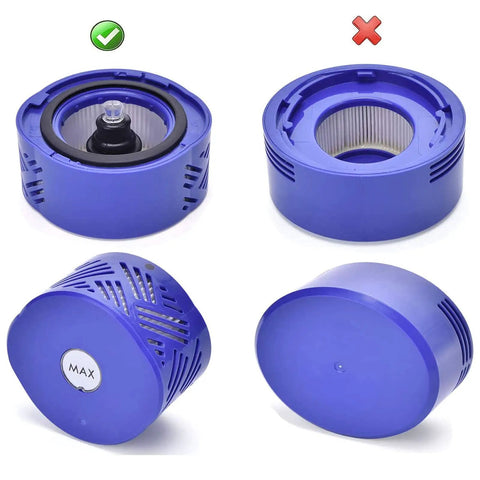 Four Dyson V6 post and pre filters. Six Pack Replacement Vacuum Filter For Dyson V6 Cordless Stick Vacuum With Three Post Filters And Three Pre Filters Replaces Part 96566101 And 96674101 Not Compatible With V7 Or V8.