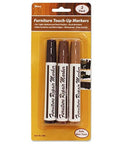 Premium Furniture Touch Up Markers In A Sweet Three Pack With Light Medium Dark Brown Repair Pen That Dries Quick Waterproof Scratch Fix Slick Tool Hassle Free Wood Care Essential Smooth Coverage Guaranteed Daily, displayed in packaging.