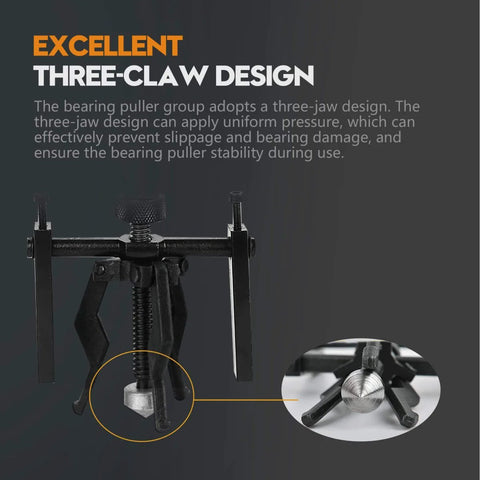 Three Jaw Inner Pilot Bearing Puller Beefy Heavy Duty Auto Bushing Carbon Steel Gear Extractor with three-claw design