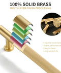 Five Pack Brushed Gold Cabinet Handles Set Made From Solid Brass with multi-layer finish processing illustration