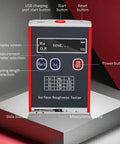 Front view of Pro-Grade Surface Roughness Tester With LED Display 0.01μm Ultra-Precision Portable measuring device on stack of sheets
