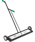 Built Different Heavy Duty 36 Inch Floor Magnetic Sweeper With Quick Release Lever For Warehouses And Shop Floors Picks Up Steel Scrap And Hardware Cleanup Rocks, showing handle and wheels.