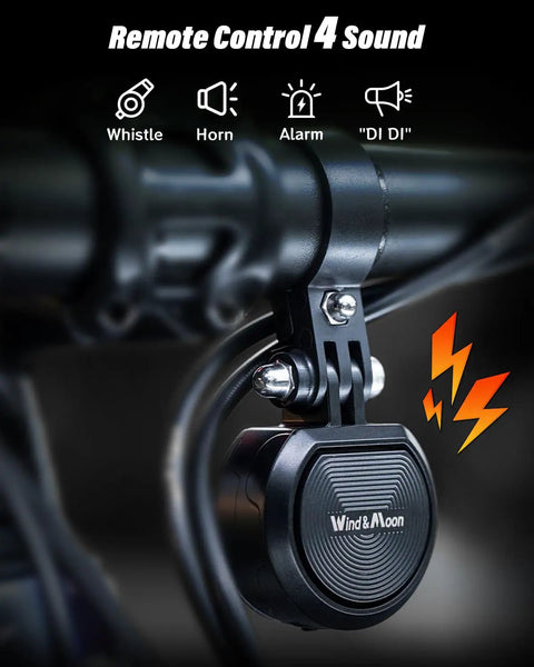 Remote Control Bike Horn With Four Sound Modes And Adjustable 80 To 120 dB USB Rechargeable IPX6 Waterproof Mountain Bike Bell And Scooter Alarm For Trails