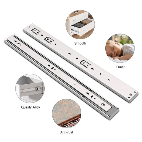 20 Inch Soft Close Drawer Slides Two Pairs Beefy Heavy Duty Side Bottom Mount Rails Ball Bearing Full Extension
