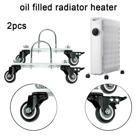 Cotonlake mobile pulley holder for oil-filled radiator with 360° swivel casters and brakes, carbon steel, 2pcs