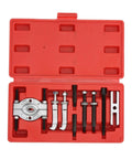 9 Pcs Bearing Puller Set For Garage Heroes Requiring Massive Torque To Yank Stuck Internal Bearings From Cars In A Flash Includes Box For Wheel Hub DIY Fixes And Keeping The Paper By Fixing It Yourself Down In The Garage., red case with nine-piece steel bearing puller set