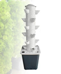 Aeroponic Tower Garden System For Indoor And Outdoor Growing Soilless Kit with white vertical structure and gray base