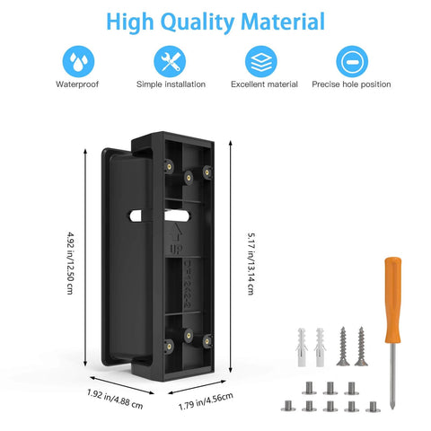 Adjustable 0 To 90 Degree Left And Right Angle Mount For AOSU Video Doorbell Ultra Pro SE Black shown with screws and screwdriver