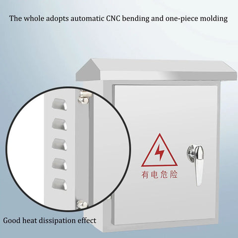 Stainless Steel Weatherproof Wall Mounted Electrical Enclosure Box With Durable Cover And Mounting Plate shown with heat dissipation feature