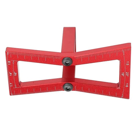 Precision Dovetail Ruler Gauge For Woodworking Aluminum Alloy Joint Layout Template With Dual Slope Ratios shown in red finish.