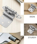 Heavy Duty Self Closing Flush Mount Cabinet Hinges 4 Pack With Quiet Close Iron Construction displayed on wood surface