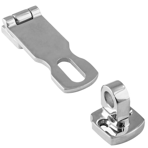 Marine Grade 316 Stainless Steel Door Hasps 2 Pack, 3 Inch Heavy Duty Swivel Safety Hasps with Turning Padlock Eye Mount