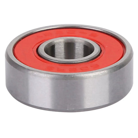 8 Pack 608 Skateboard And Scooter Bearings With Red Cover ABEC 9 Heavy Duty Iron Construction For Ultra Smooth Operation And Long Lasting Durability On Decks And Ramps, close-up