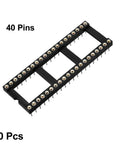DIP IC Socket Adapter Set, 2.54mm Pitch, Dual Row 15.2mm, 40 Round Pins, 10 Pieces, black silver tone, top view