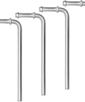 Universal Stainless Steel Exhaust Hanger Rods, 7.5 Inch Long, 90 Degree Bend, Double Ribbed Design, Pack of 4, Rust-Resistant