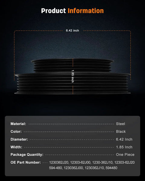 Engine Harmonic Balancer Crankshaft Pulley Replacement steel product specifications with size and part numbers