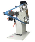 Kickass 1500 Watt Belt Sander With High Output Vfd Controller 72 By 2 Inch Wide Belt Grinder and Knife Sharpener Kit side view with blue sandbelt