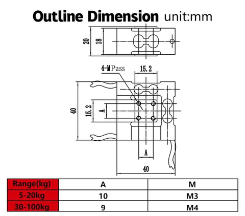 Technical drawing of heavy duty six axis robotic arm with three dimensional weighing sensor, dimensions outlined in millimeters.