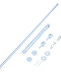 Dual Carburetor Linkage Set With Hardware For Barry Grant Carbs, Adjustable Length Connects Inline Dual Carbs, Includes Installation Hardware, Fits Performance V8 Hot Rods And Classic Vehicles, Easy Setup For Precise Throttle Control, silver linkage rod and fasteners
