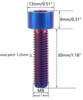 Premium Titanium M8x30 Allen Socket Head Bolt Burnt Blue Finish 6Al4V Grade 5 Titanium Alloy