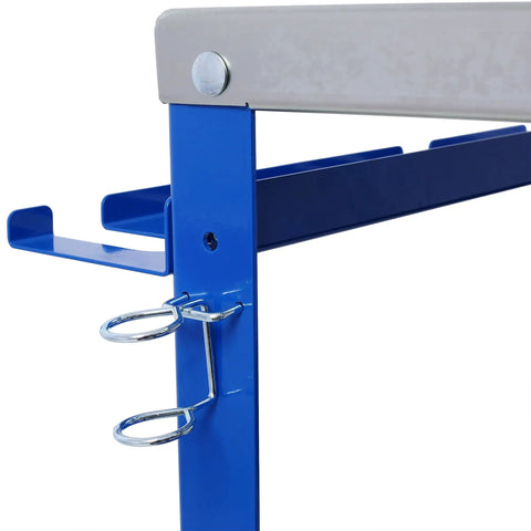 Heavy Duty Steel Welding Table And Rolling Workbench 36 X 18 Inch tool slots and hooks for secure storage.