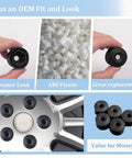 Close-up of VW 20 Piece Wheel Lug Nut Covers Caps With Removal Tool Replacement For Jetta Beetle Passat GTI CC Black Finish