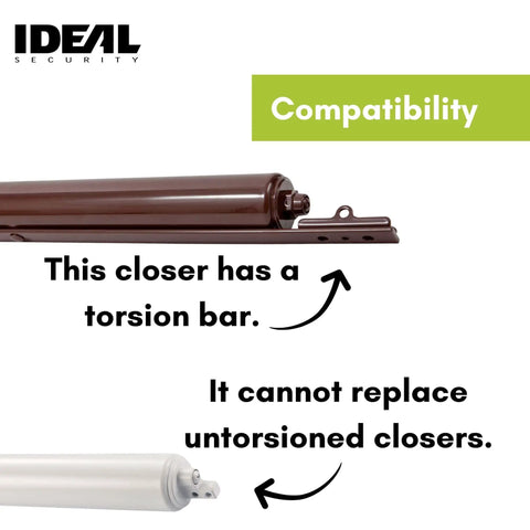 Beefy Heavy Duty Pneumatic Storm And Screen Door Closer With Torsion Bar Brown Finish comparison